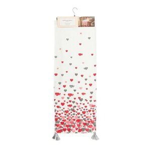 Valentine Sweet Heart 16x90 Confetti Hearts Printed Table Runner Red | 16x90